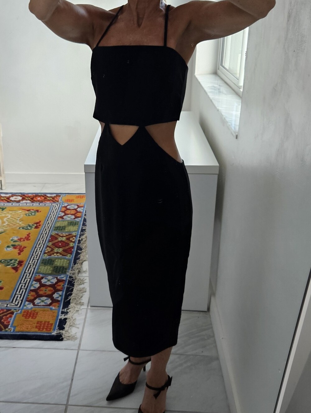 Vintage Intrigue Couture Black Cutout Low Waist Mid Length Dress Circa 1990 - Picture 16 of 16